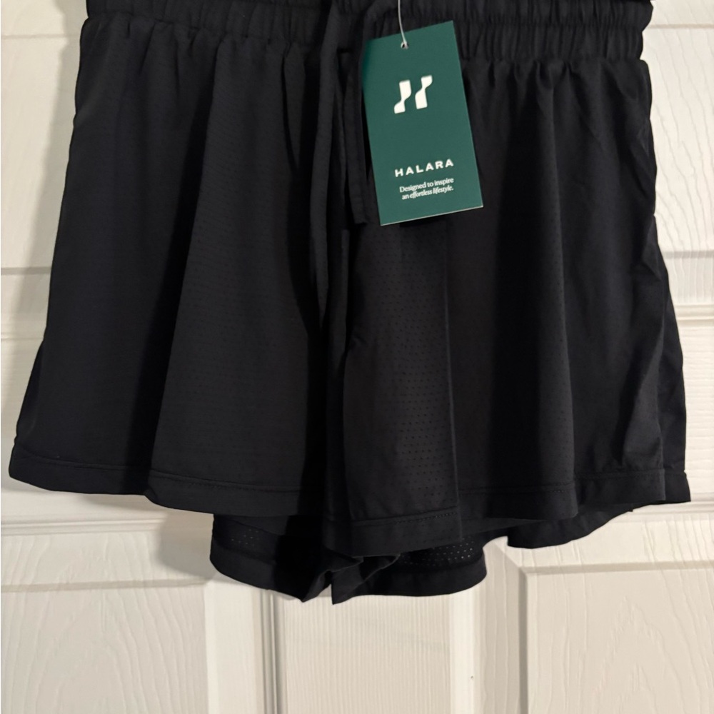 Halara Women's Black Shorts with built in biker shorts